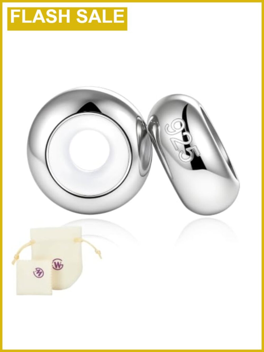 925 Sterling Silver Spacer Charm Stoppers for Bracelets 2pcs